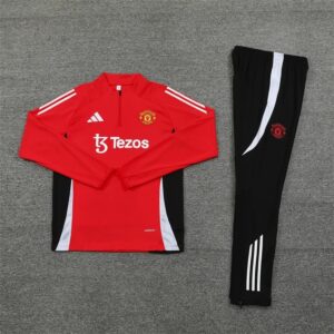2024-2025-manchester-united-half-pull-training-suit-red-football-tracksuit
