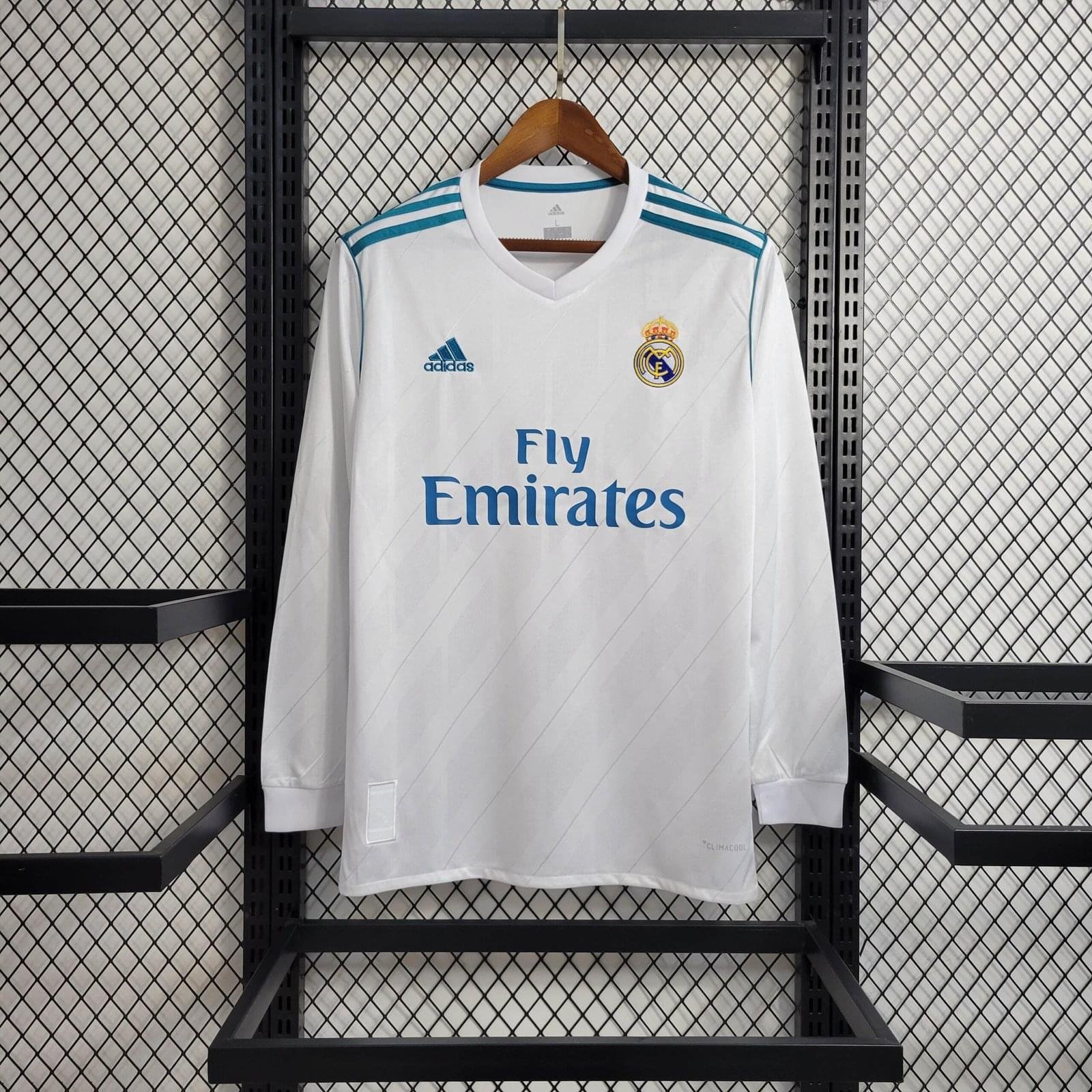 2017/2018 Retro Long Sleeve Real Madrid Home Jersey